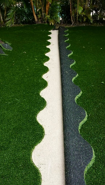 A white line on the side of a green field.